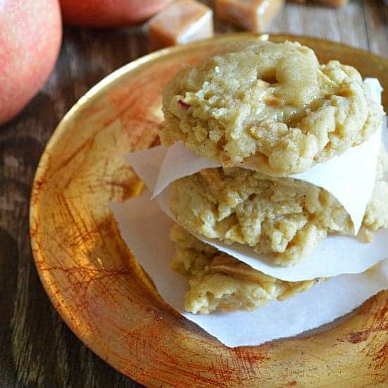 Caramel Apple Cookies. Enjoy the flavors of fall in these soft pudding cookies loaded with bits of apple and a center filled with ooey gooey caramel