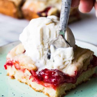 Cherry Pie Bars! Cherry Pie is made extra easy by turning the rich and buttery crust into bars layered with a sweet and tart cherry pie filling. Drizzle with a little glaze and you will have a new favorite dessert you will want to make again and again!