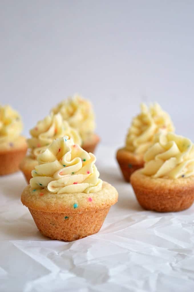 Funfetti Cookie Cups with Cake Batter Frosting - House of Yumm