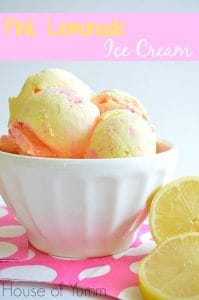 Pink Lemonade ice cream only needs 4 ingredients and NO ice cream maker! An easy and frosty treat sure to please! 