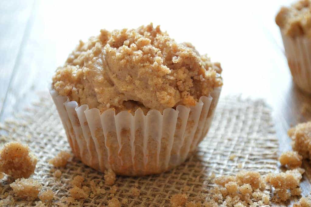 Apple cinnamon muffins with a streusel topping. 