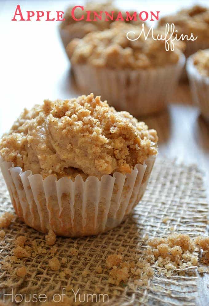 Apple cinnamon muffins with a streusel topping. 
