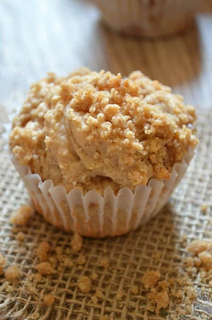 Apple cinnamon muffins with a streusel topping. 