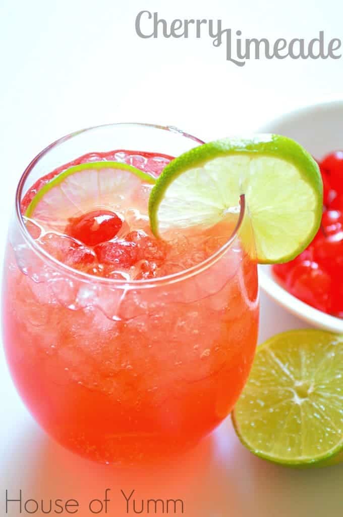 Cherry Limeade.  Only three ingredients and ready in minutes! So pretty and fun! 