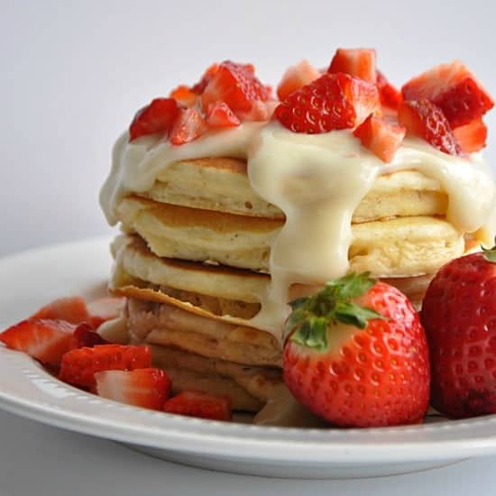 Strawberries and Cream Pancakes 