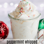 Peppermint whipped cream in a glass jar.