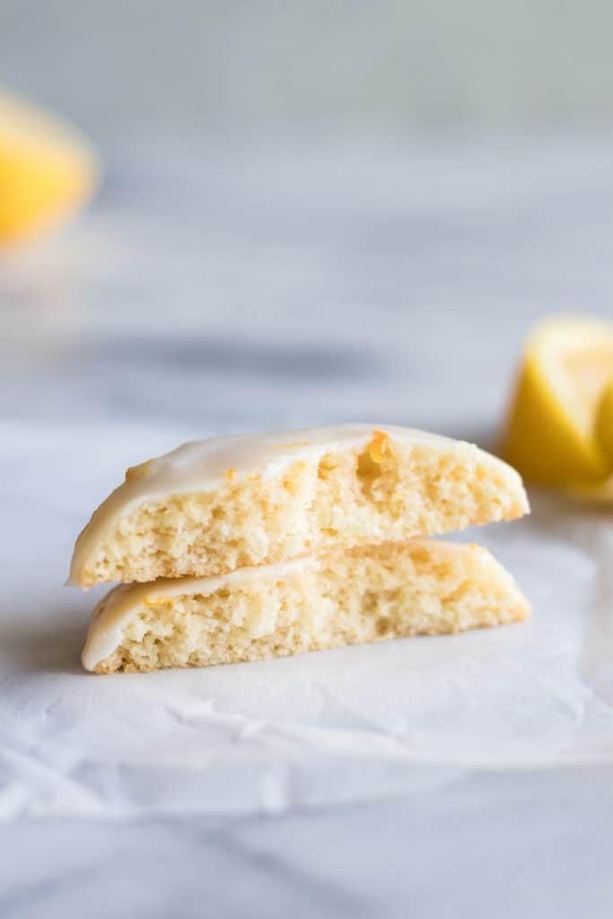 Lemon Cookie split apart and stacked.