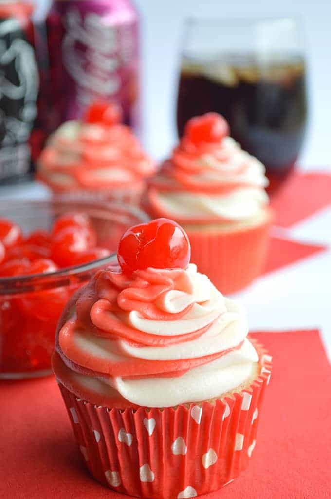 Cherry Coke Float Cupcakes - House of Yumm