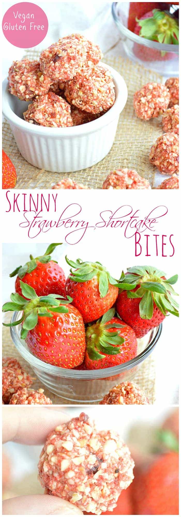 Skinny Strawberry Shortcake Bites. Gluten Free, Vegan, and Delicious! Perfect healthy snack.