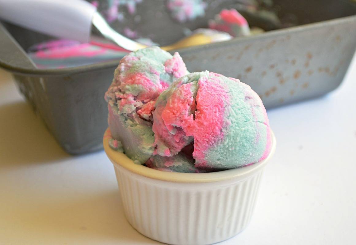 Cotton Candy Frozen Yogurt.  A fun sweet treat that is secretly healthy!  Made with Greek Yogurt and no refined sugars.