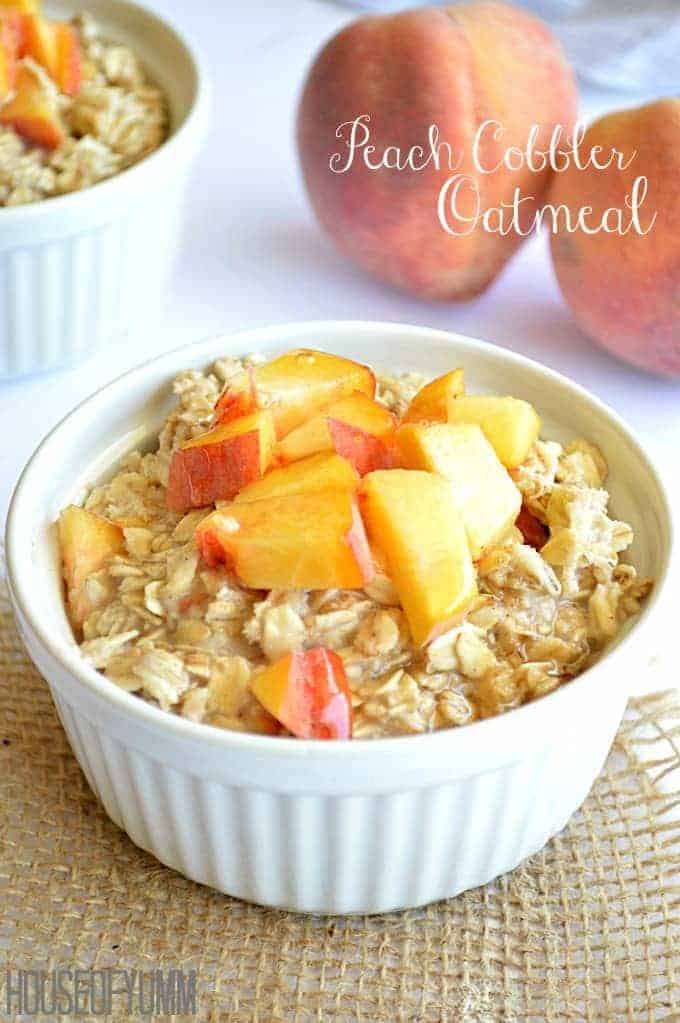Your breakfast oatmeal meets peach cobbler in this sugar free recipe!