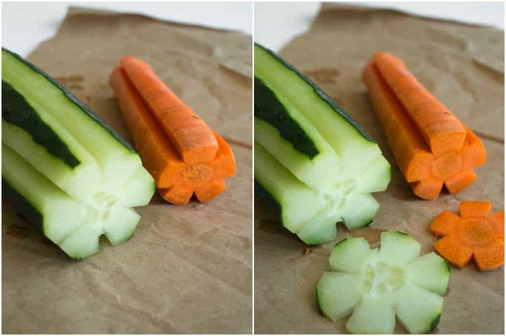 Como cortar pepinos e cenouras para parecerem flores! 