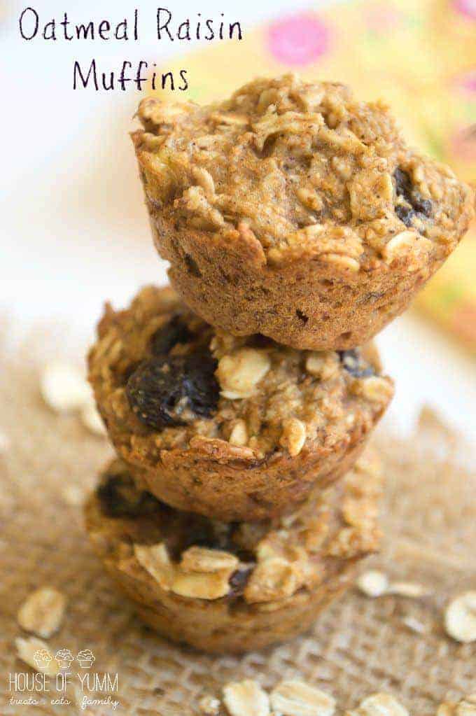 Oatmeal Raisin Muffins. Healthy breakfast or snack. Oil free, egg free, dairy free. No refined sugars or flours. 