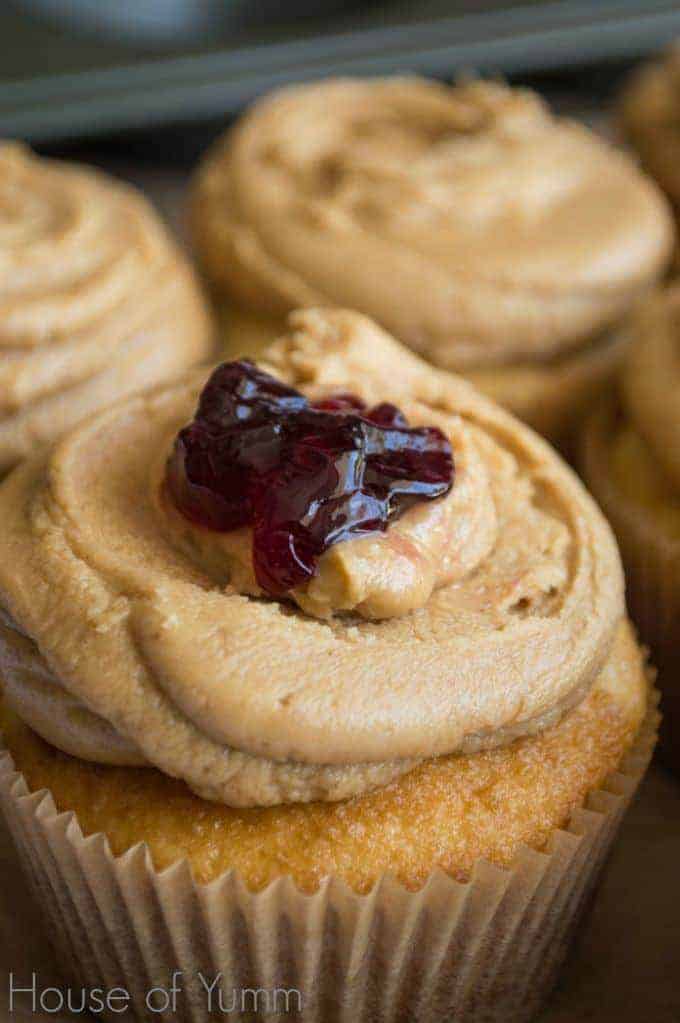 Peanut Butter and Jelly Cupcakes - House of Yumm