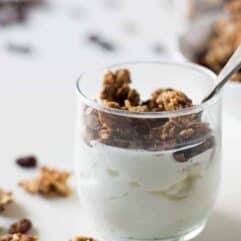 Oatmeal Raisin Cookie Granola. Satisfy your sweet tooth with this healthy snack that tastes just like cookies!
