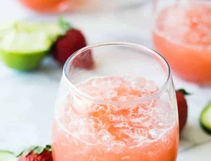 Cool and refreshing Strawberry Cucumber Lime Agua Fresca. This fruit infused water is free of refined sugars and perfect for sipping on hot summer days!