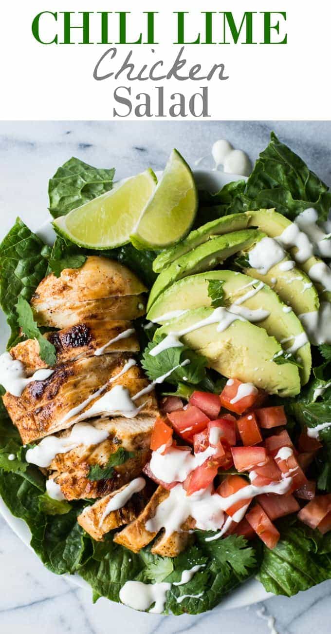 This tender, juicy, zesty chili lime chicken is perfect for topping your salad! This easy recipe takes just minutes to prepare! Perfect for a weeknight dinner!