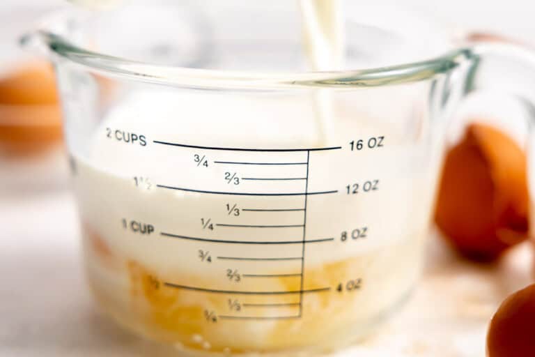Egg and milk mixture for quiche.