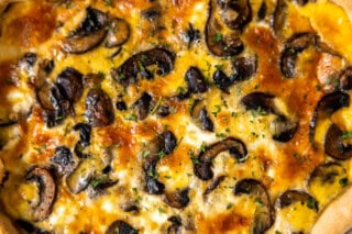 Baked mushroom quiche.