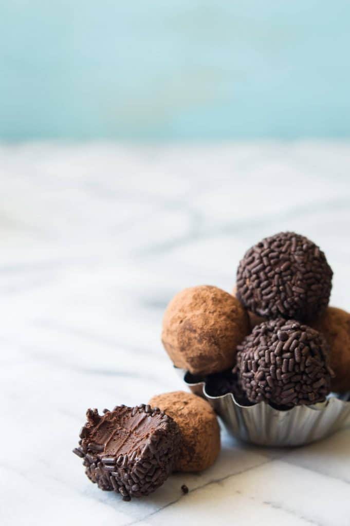 Enjoy the taste of chocolate and bourbon together in these creamy, smooth chocolate bourbon truffles!