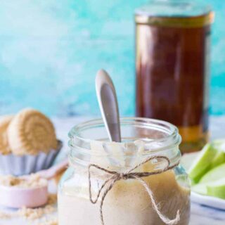 Brown Sugar Bourbon Cookie Butter is made with shortbread cookies, vanilla bean, brown sugar and of course..bourbon!! Perfect for snacking on, using in recipes that call for cookie butter, giving as a gift, or just eating with a spoon!