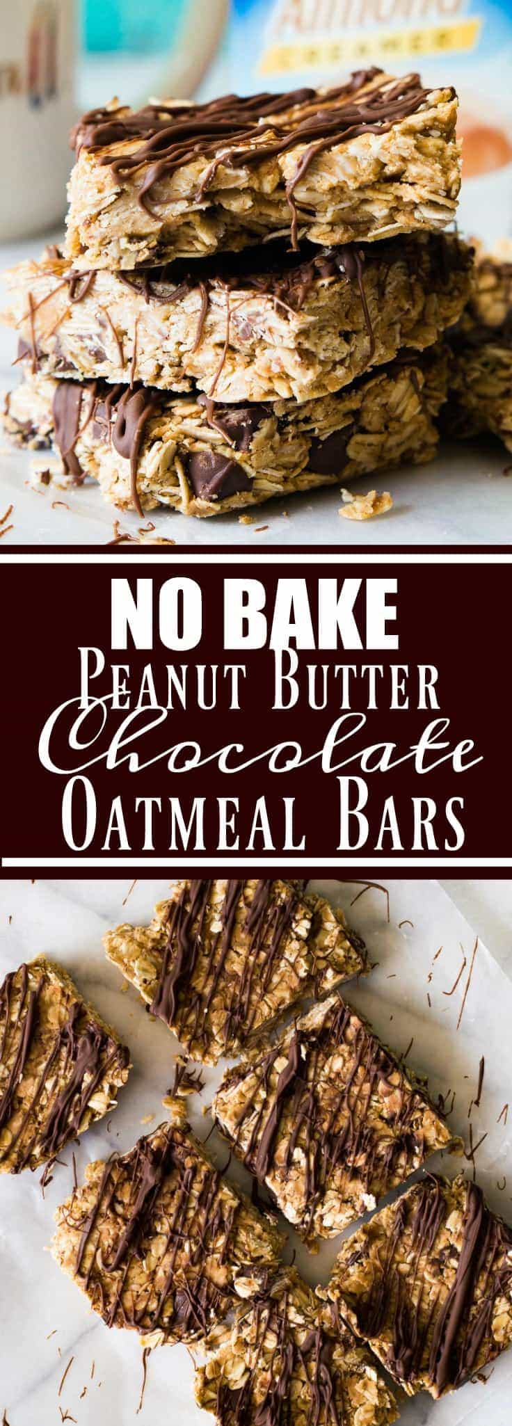 {No Bake} Peanut Butter Chocolate Oatmeal Bars - House of Yumm