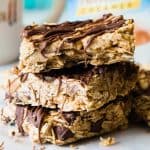 No Bake Peanut Butter Chocolate Oatmeal Bars are a quick and easy breakfast or snack idea! Loaded up with peanut butter, honey, and of course some chocolate!