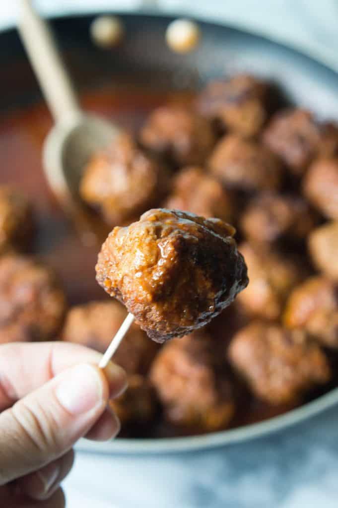 Texas BBQ Brisket Meatballs. Enjoy the flavor of Texas BBQ in these amazingly tender Brisket Meatballs! Simmered in a homemade Texas style BBQ sauce! 