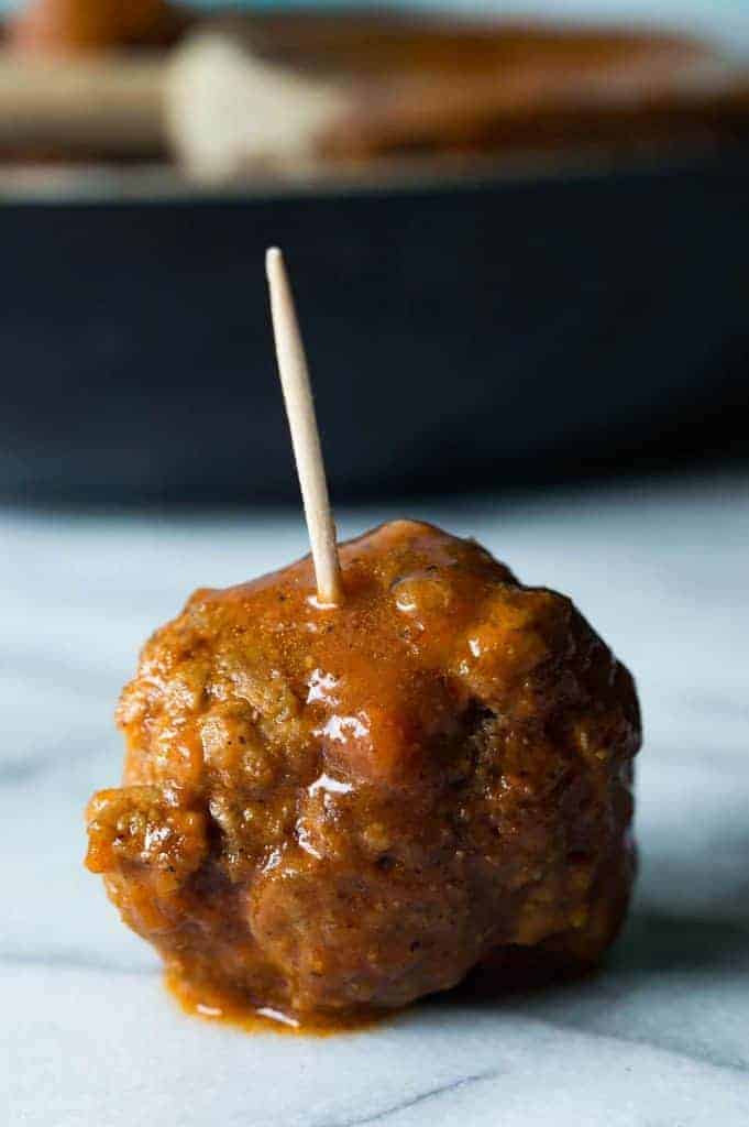 Texas BBQ Brisket Meatballs. Enjoy the flavor of Texas BBQ in these amazingly tender Brisket Meatballs! Simmered in a homemade Texas style BBQ sauce! 