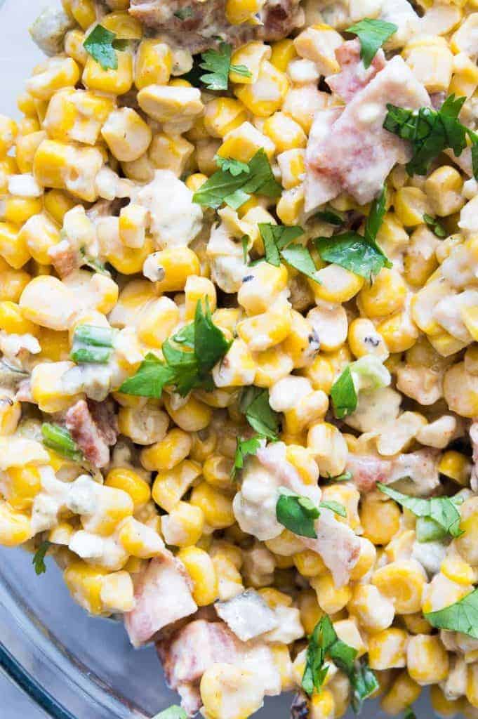 Smokey Bacon & Blue Cheese Corn Salad. Take your corn salad to a whole new level with hints of smoke, fire roasted corn, bacon and chunks of blue cheese. 