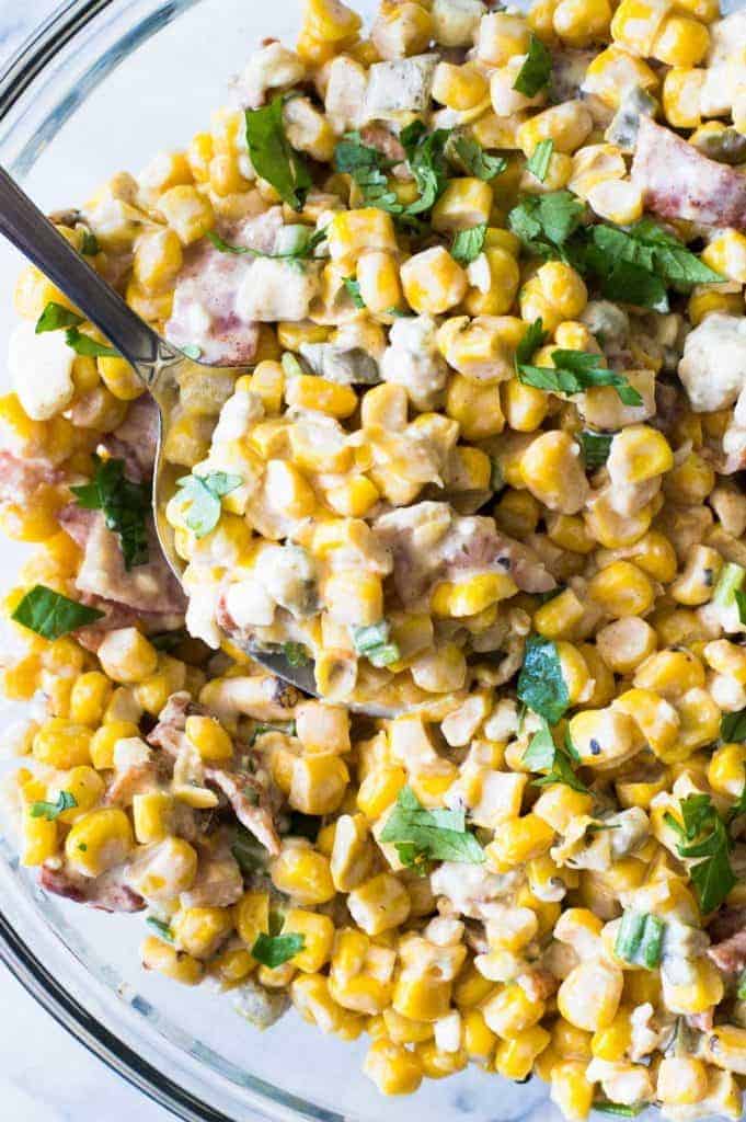 Smoky Bacon & Blue Cheese Corn Salad - House of Yumm