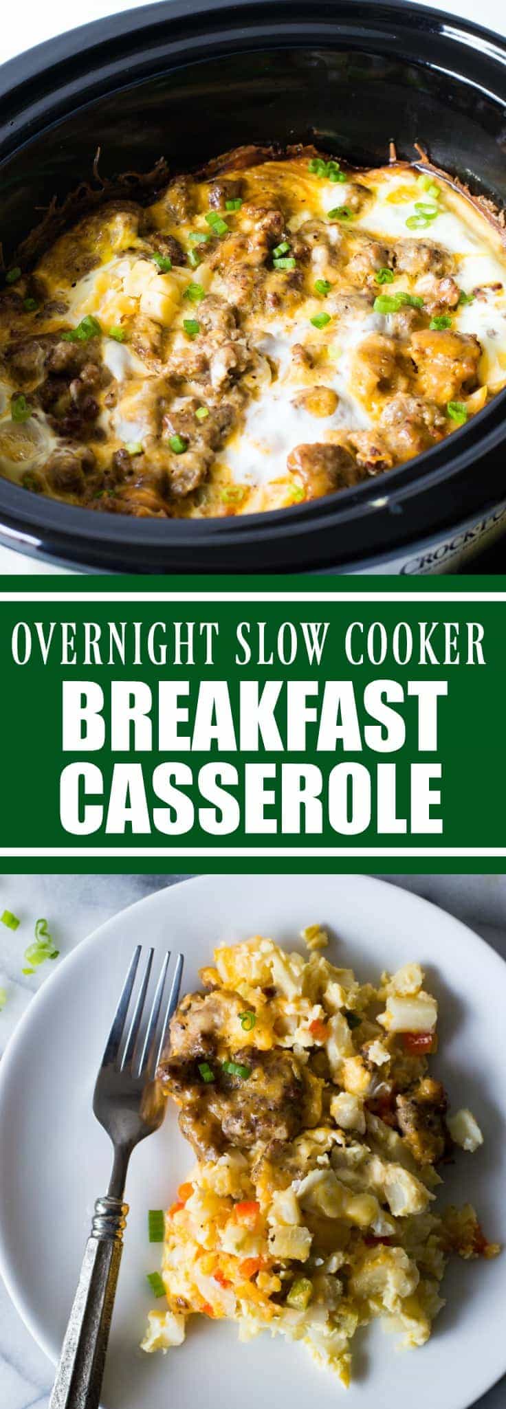 Slow Cooker Overnight Breakfast Casserole - House of Yumm