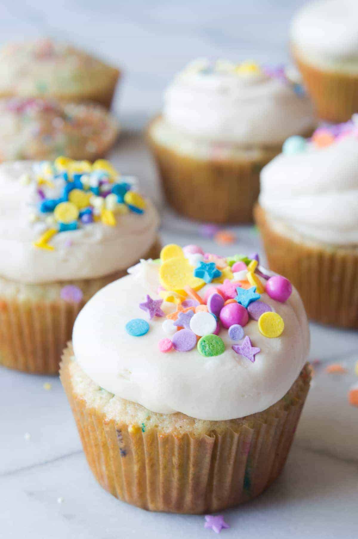 The Perfect Homemade Funfetti Cupcake with Vanilla Buttercream - House ...