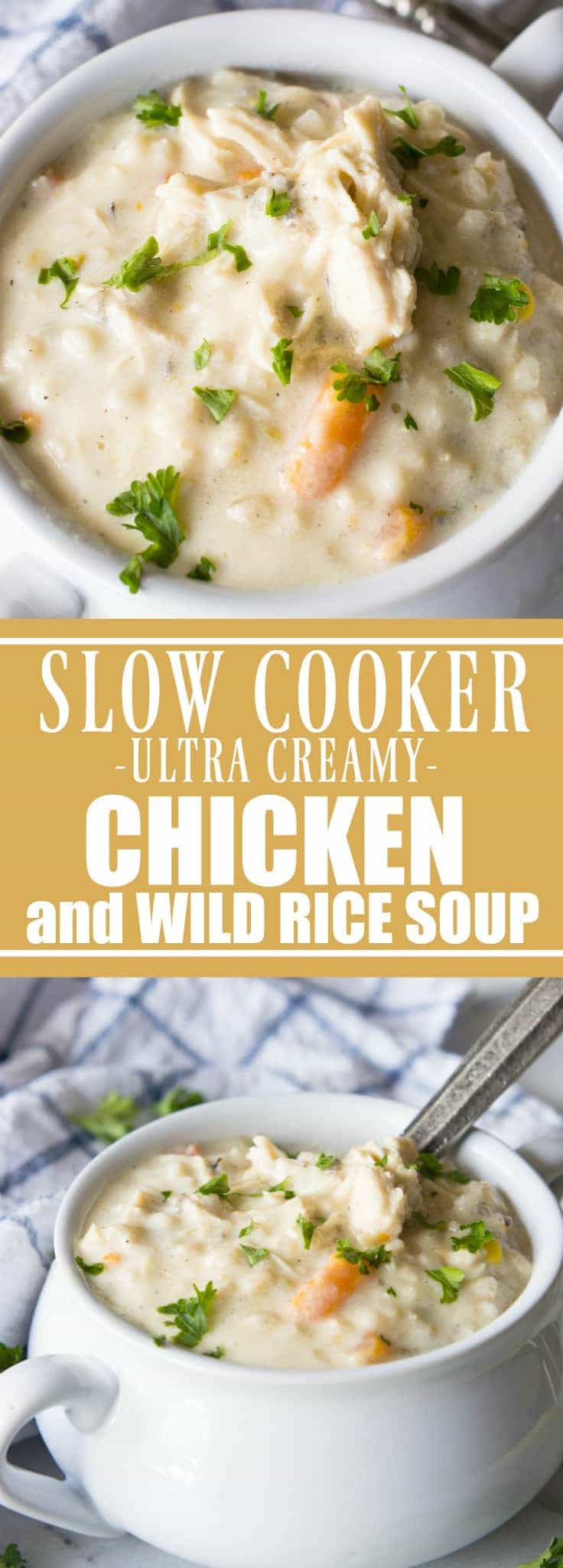 Slow Cooker Creamy Chicken and Wild Rice Soup (No cream or butter ...