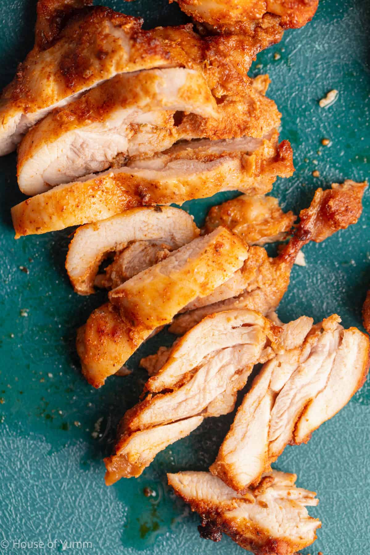 Cooked chicken with taco seasoning.