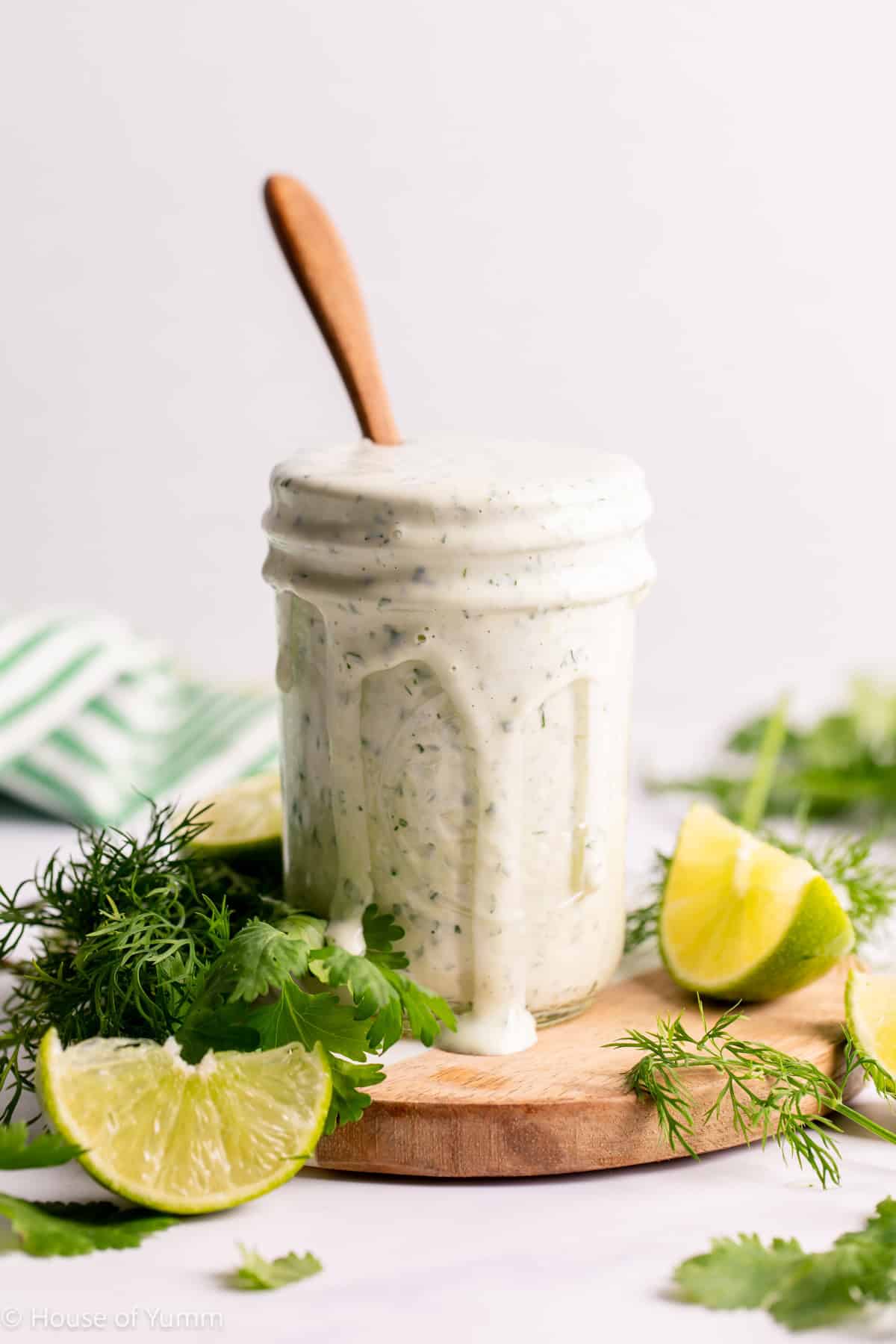 Jar of cilantro lime ranch dressing.