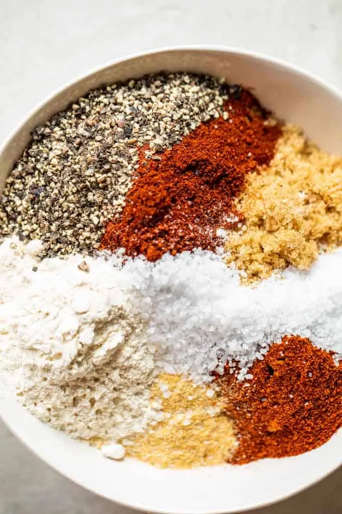 Spices in a white bowl.
