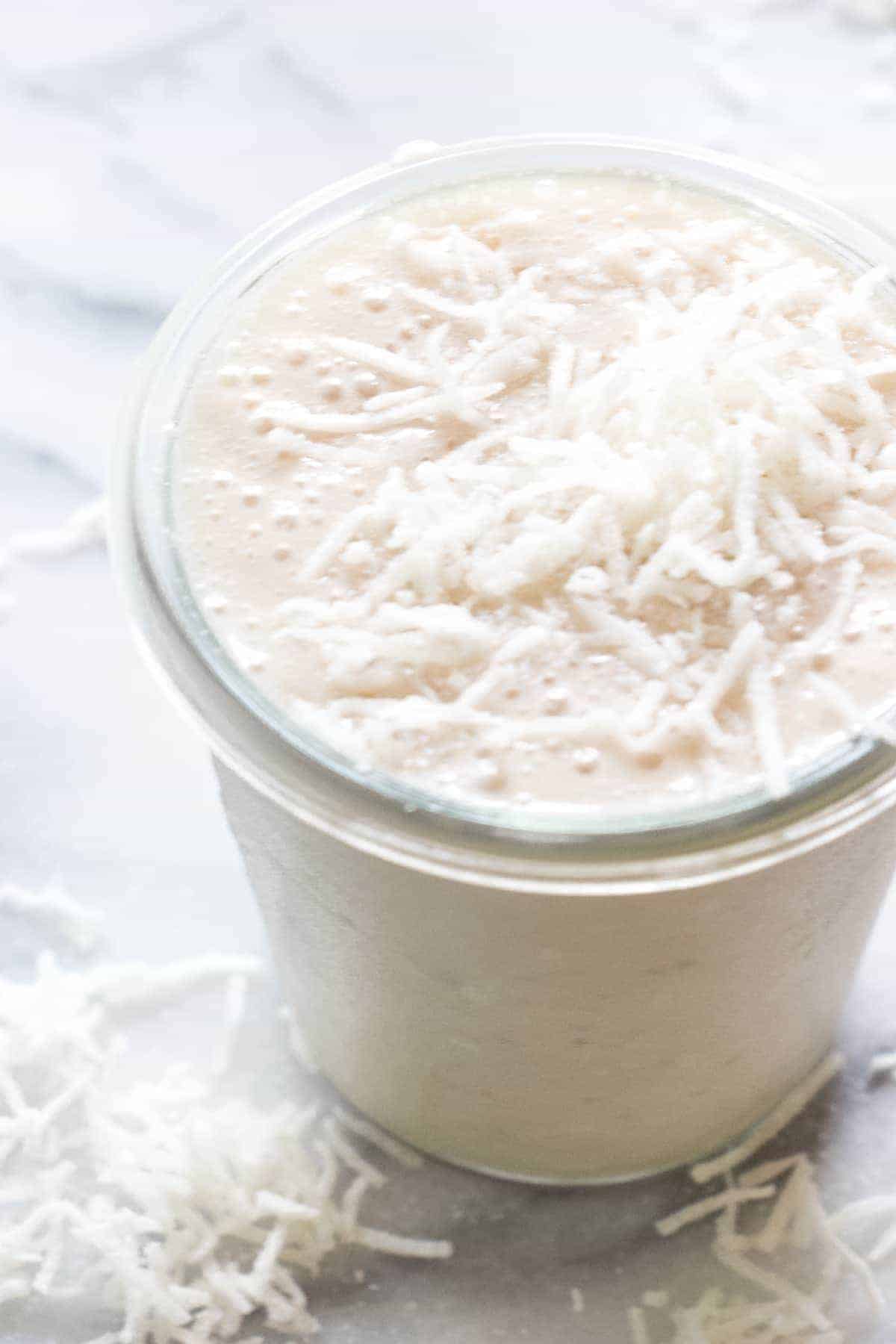 Coconut Smoothie. This smoothie is loaded with coconut flavor! Made with coconut milk and other natural ingredients, this is guaranteed the best way to start the day!