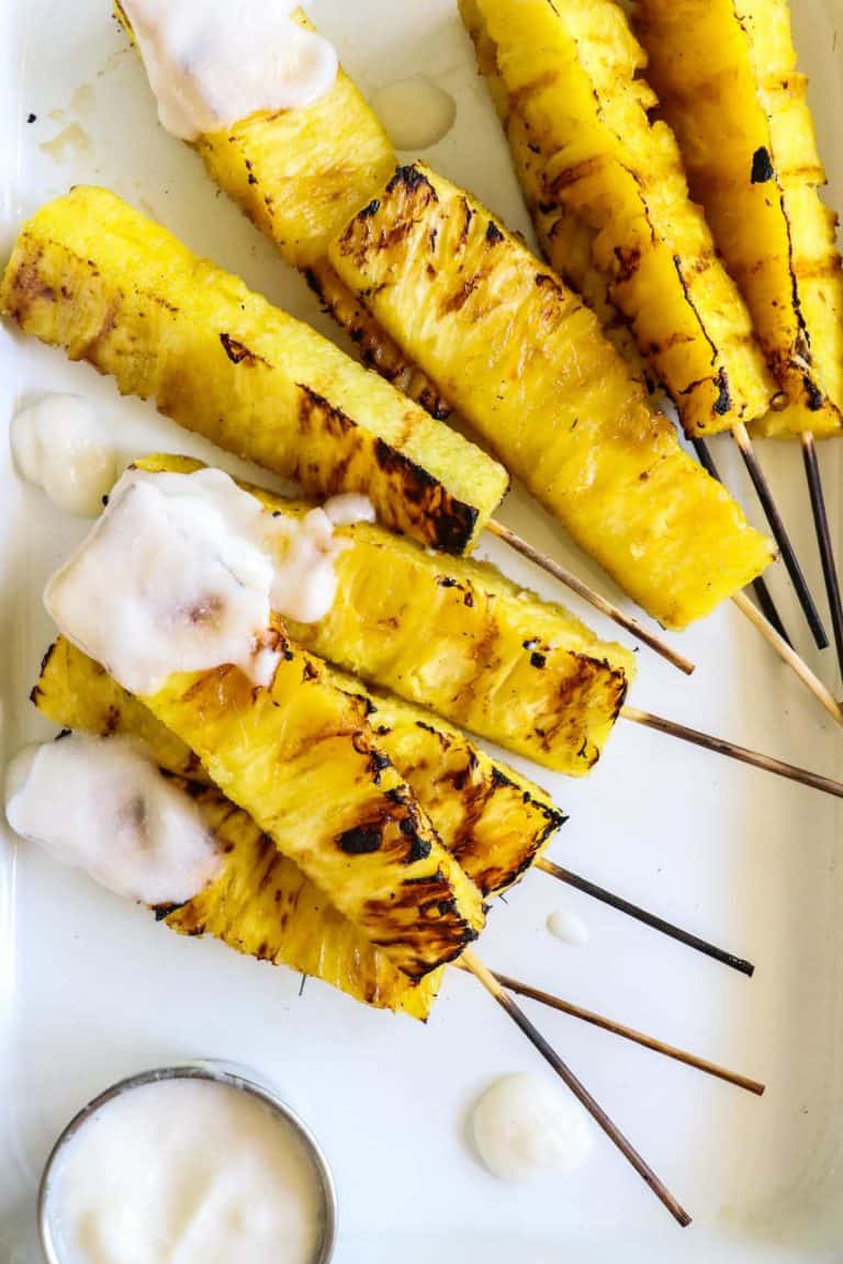 Grilled Pineapple with Coconut Rum Sauce House of Yumm
