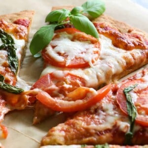 Whole Wheat Pizza Dough.  Crispy, chewy whole wheat pizza dough.  Perfect for loading up with all your favorite toppings!  