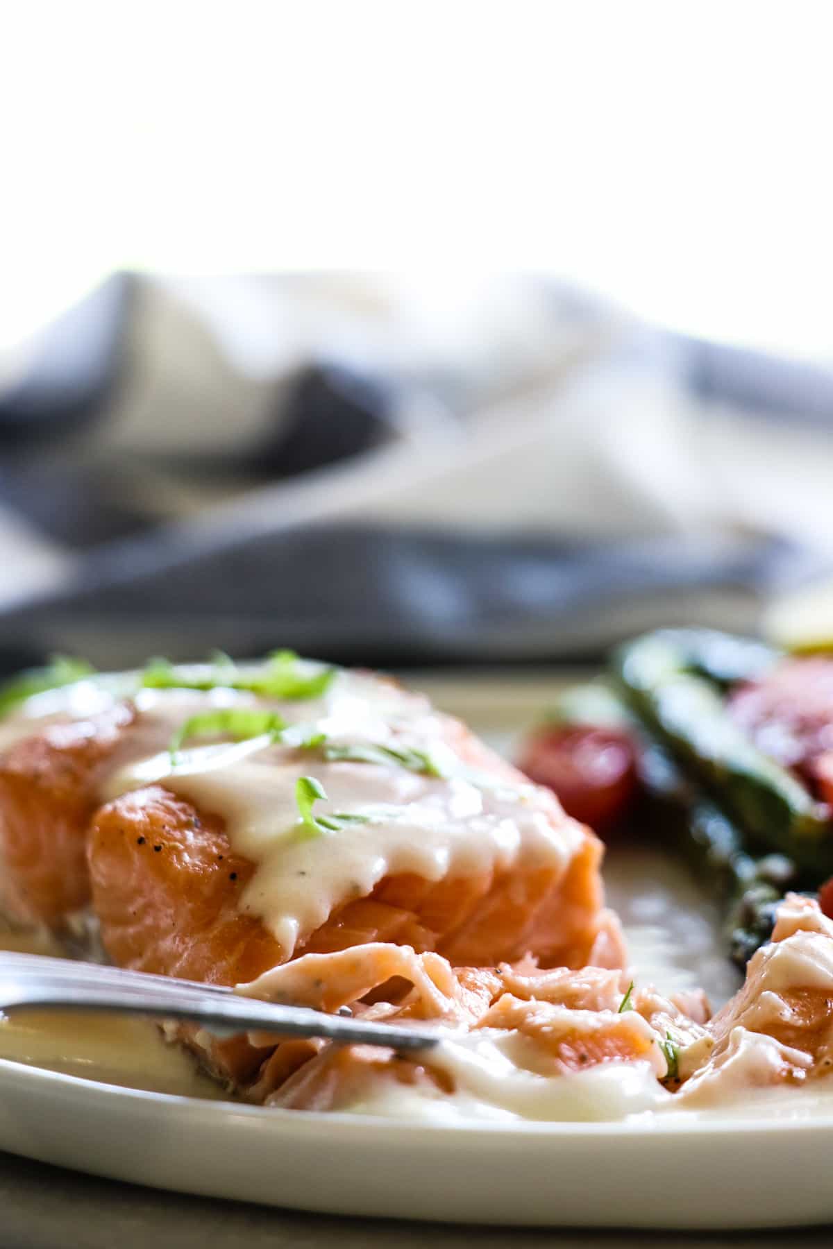 Baked Salmon with Parmesan Cream Sauce - House of Yumm