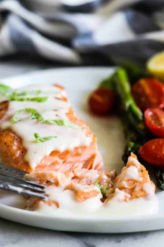 Baked Salmon with Parmesan Cream Sauce House of Yumm