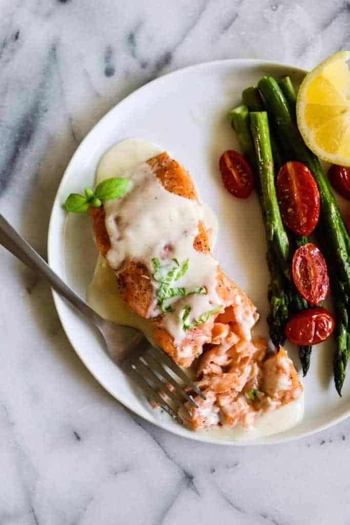 Baked Salmon With Parmesan Cream Sauce House Of Yumm