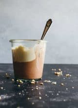 Buckeye Mousse. This light and fluffy dairy free mousse is layered with chocolate and peanut butter flavors!