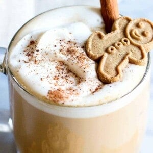 Eggnog Latte! Celebrate Christmas with this Eggnog latte made right at home. A super simple coffee drink that uses real eggnog instead of creamer. 
