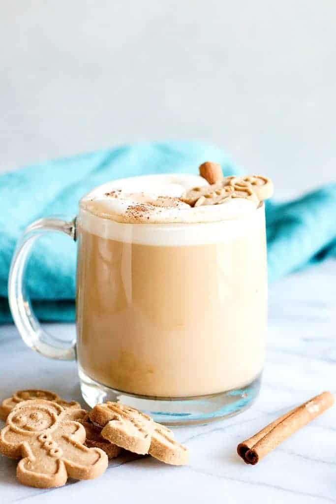 Eggnog Latte! Celebrate Christmas with this Eggnog latte made right at home. A super simple coffee drink that uses real eggnog instead of creamer. 