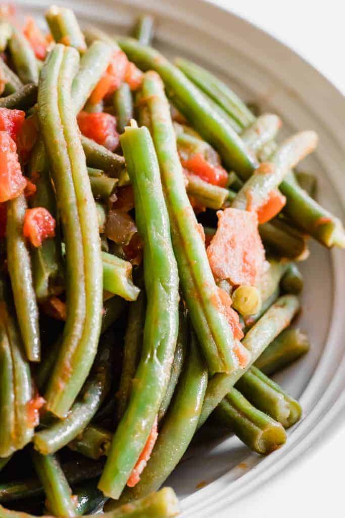 Green Beans with Bacon and Tomatoes - House of Yumm