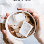 Homemade hot chocolate topped with homemade marshmallows.