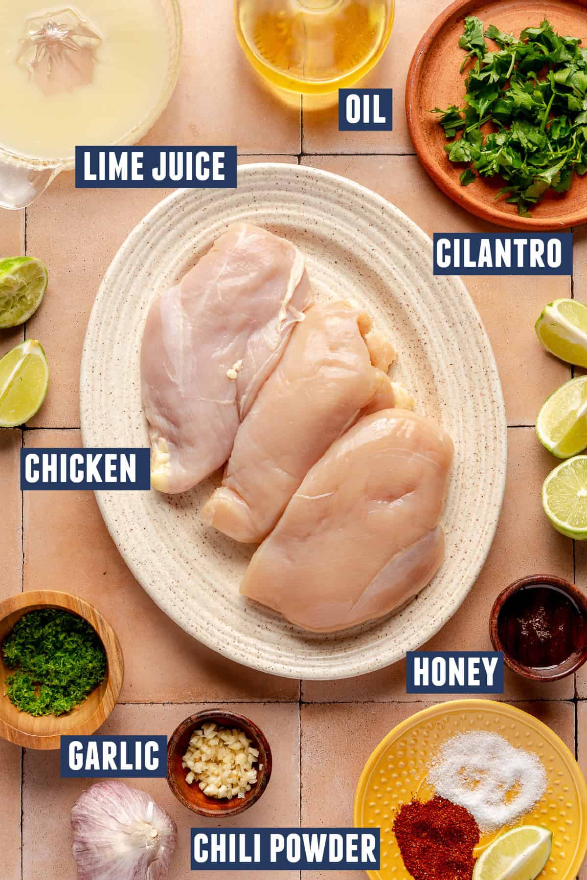 Ingredients needed for Chile lime chicken. 