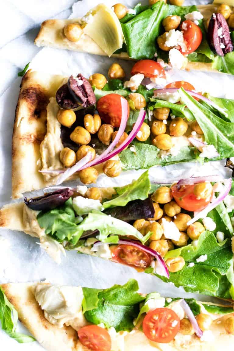 Hummus Flatbread Pizza - House of Yumm